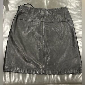 Cache Black Leather Pencil Skirt